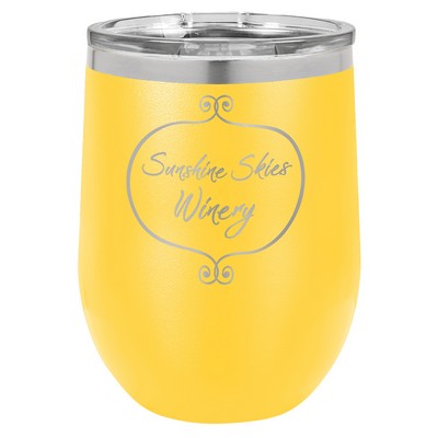 Yellow Polar Camel™ 12 oz Stemless Wine Tumbler with a Clear Lid